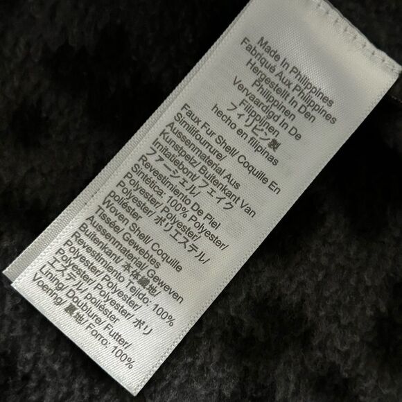 J Crew Quilted Button-Neck Sherpa fleece‎ Tunic Medium black gray Leopard BA200 - Picture 4 of 16